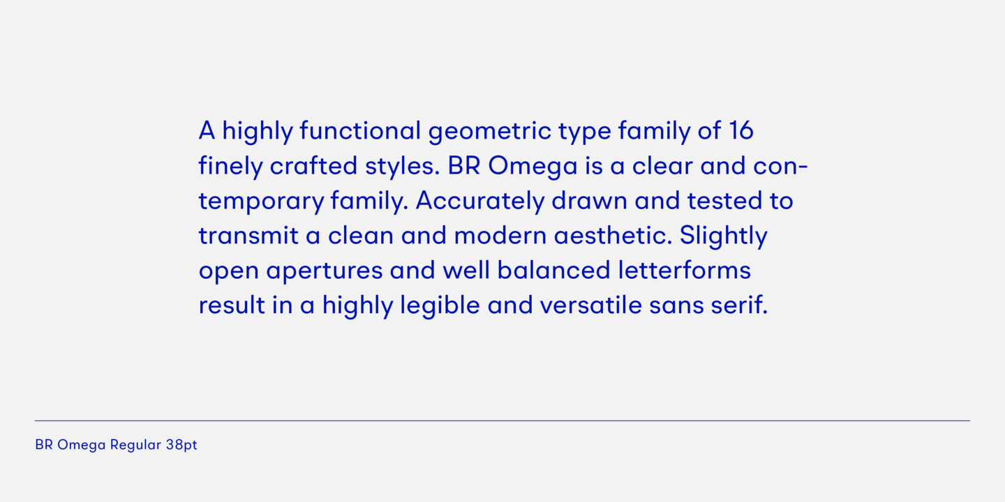BR Omega Regular Font preview